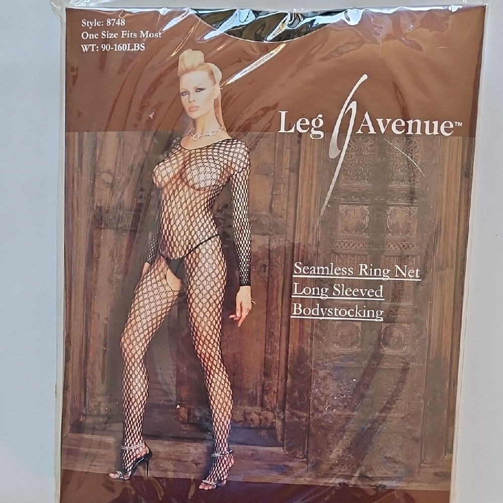Leg Avenue Black Seamless Ring Net Bodystocking Style 8748